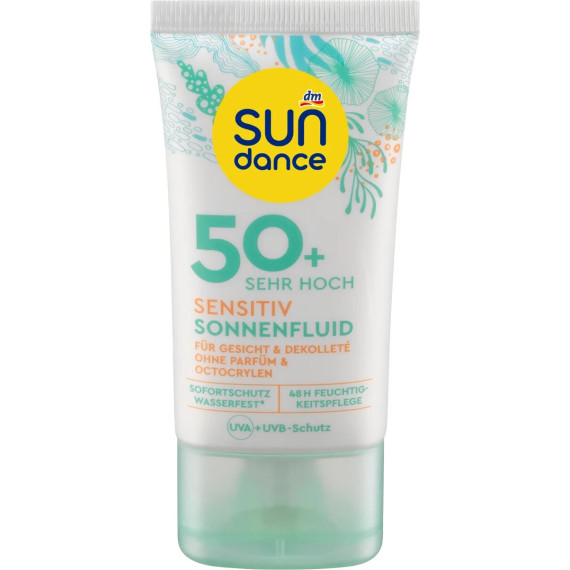 Сонцезахисний флюїд для обличчя Sensitive SPF 50+ SUNDANCE, 50 мл