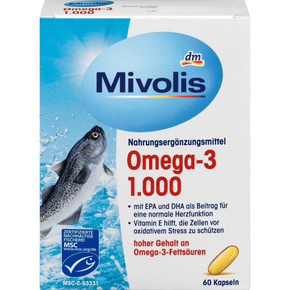 Омега-3 1000 мг капсулы Mivolis, 60 шт (Германия) — купить на sawash.com.ua